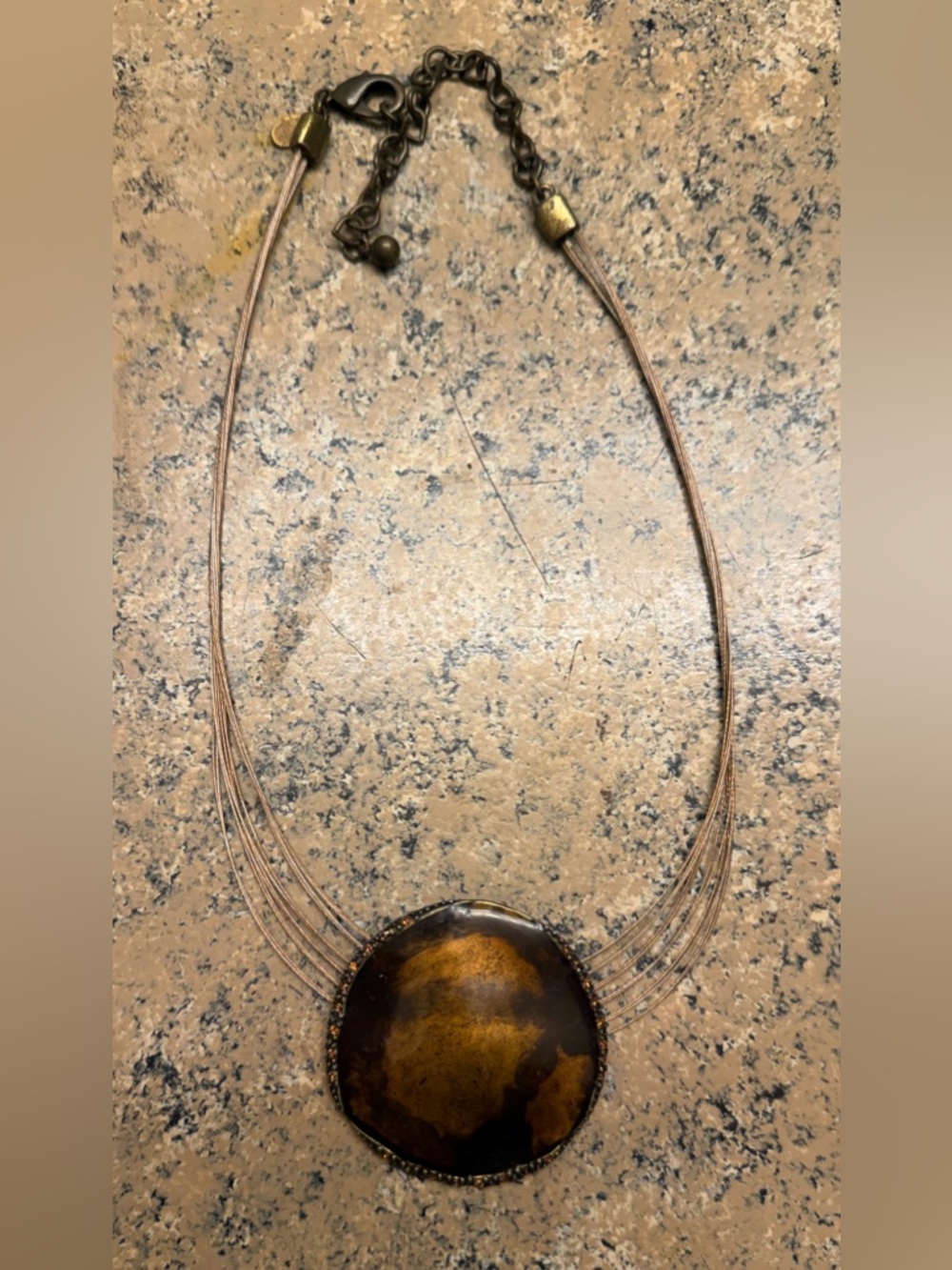 Chico's bronze multi-strand wire necklace